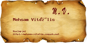 Mehsam Vitális névjegykártya